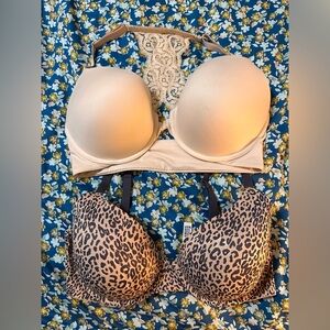 Victoria's Secret Beige and Leopard Push-Up Bras